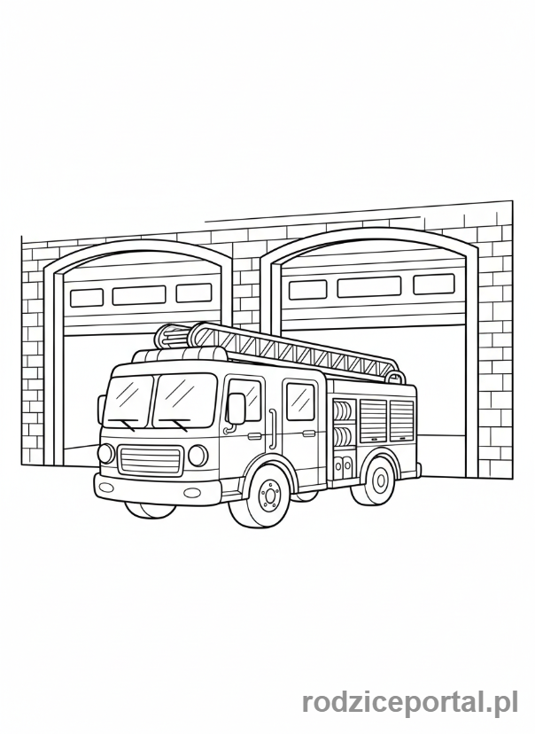 Kolorowanka Wóz Strażacki - Woz Strazacki Na Remizie