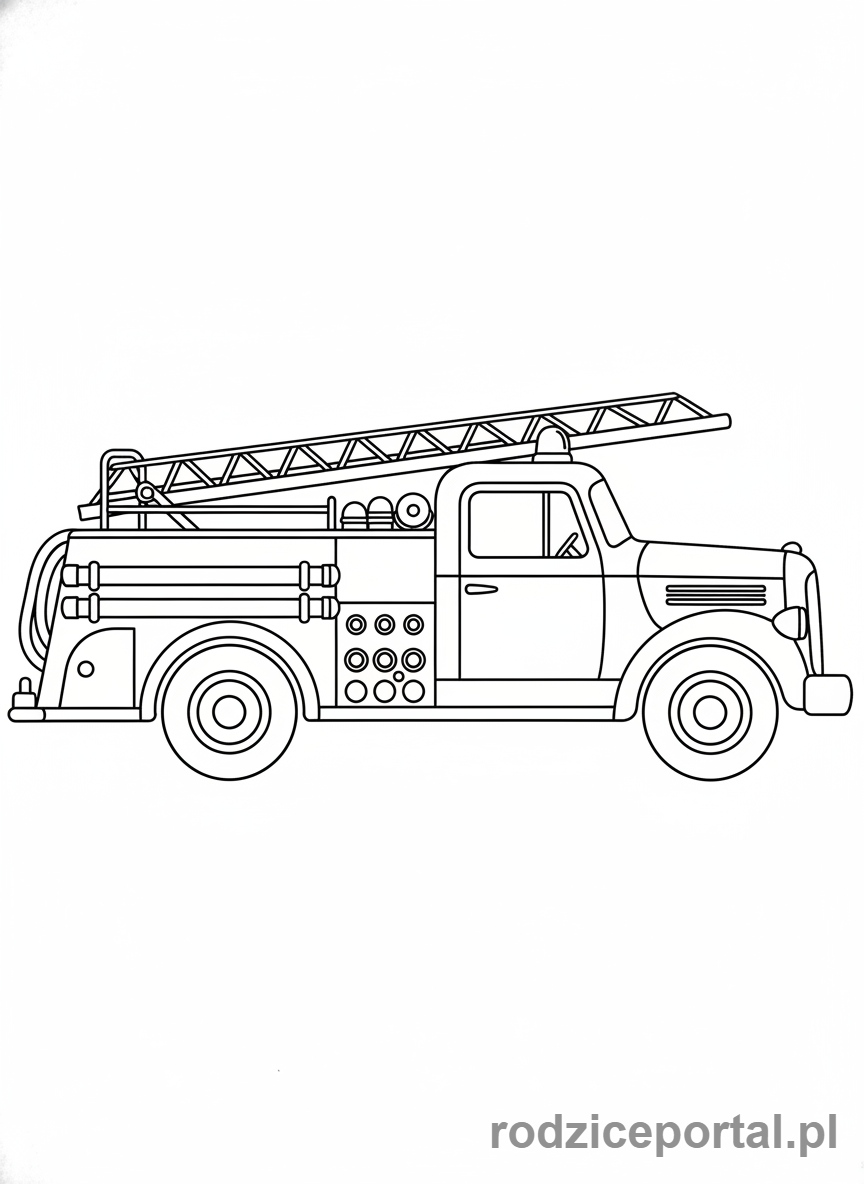 Kolorowanka Wóz Strażacki - Woz Strazacki Z Boku