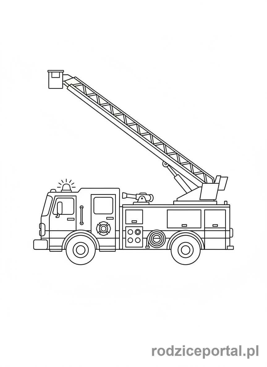 Kolorowanka Wóz Strażacki - Woz Strazacki Z Drabina