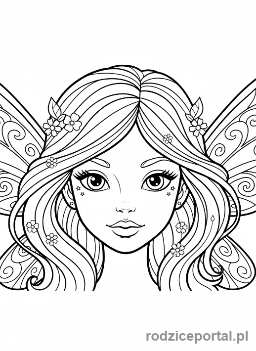 Kolorowanka Wróżka - Zbliżenie twarzy wróżki