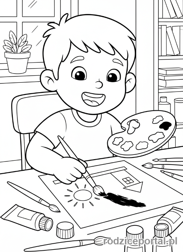 Kolorowanka Wsparcie Rozwoju - Dziecko maluje obrazek