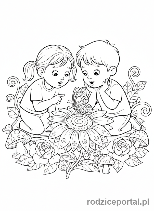 Kolorowanka Wspólne Zabawy - Odkrywanie ogrodu
