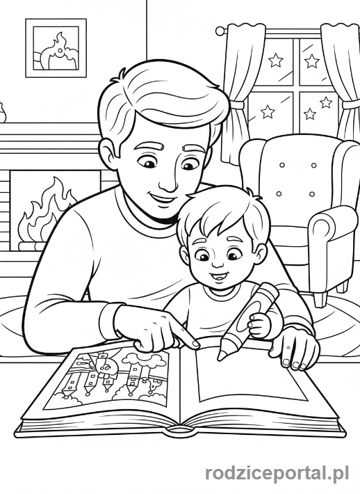Kolorowanka Wspólne Zabawy - Wspólne czytanie książki