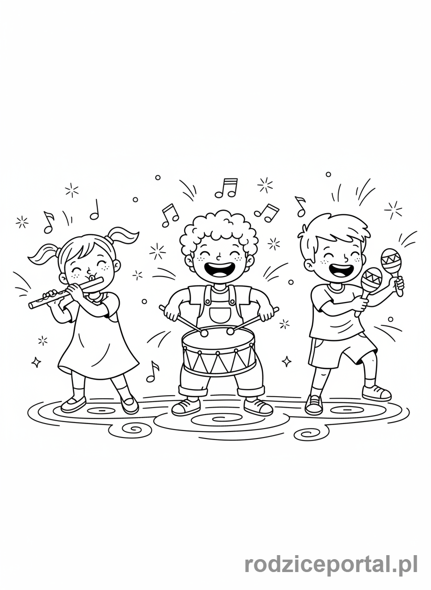Kolorowanka Wspólne Zabawy - Wspólne granie muzyki