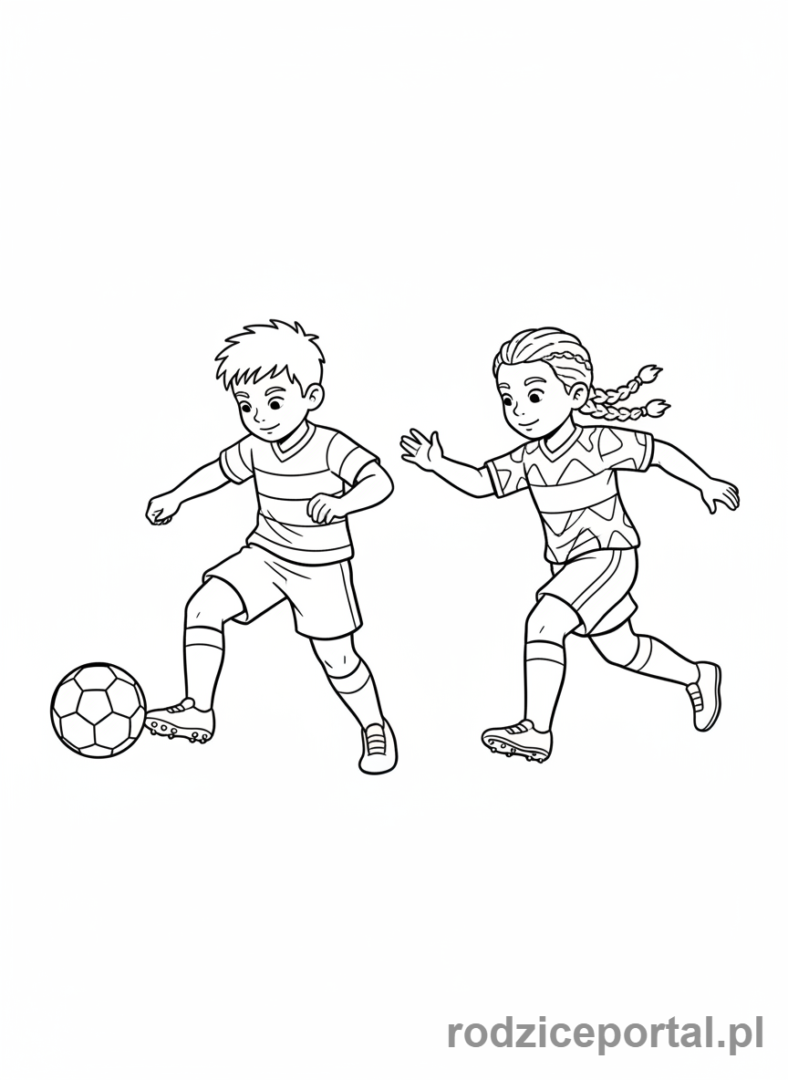 Kolorowanka Współpraca Zadania - Koledzy podający piłkę