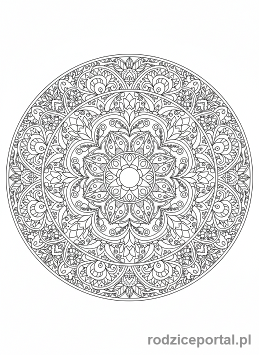 Kolorowanka Wyciszające - Mandala z wzorami kwiatowymi