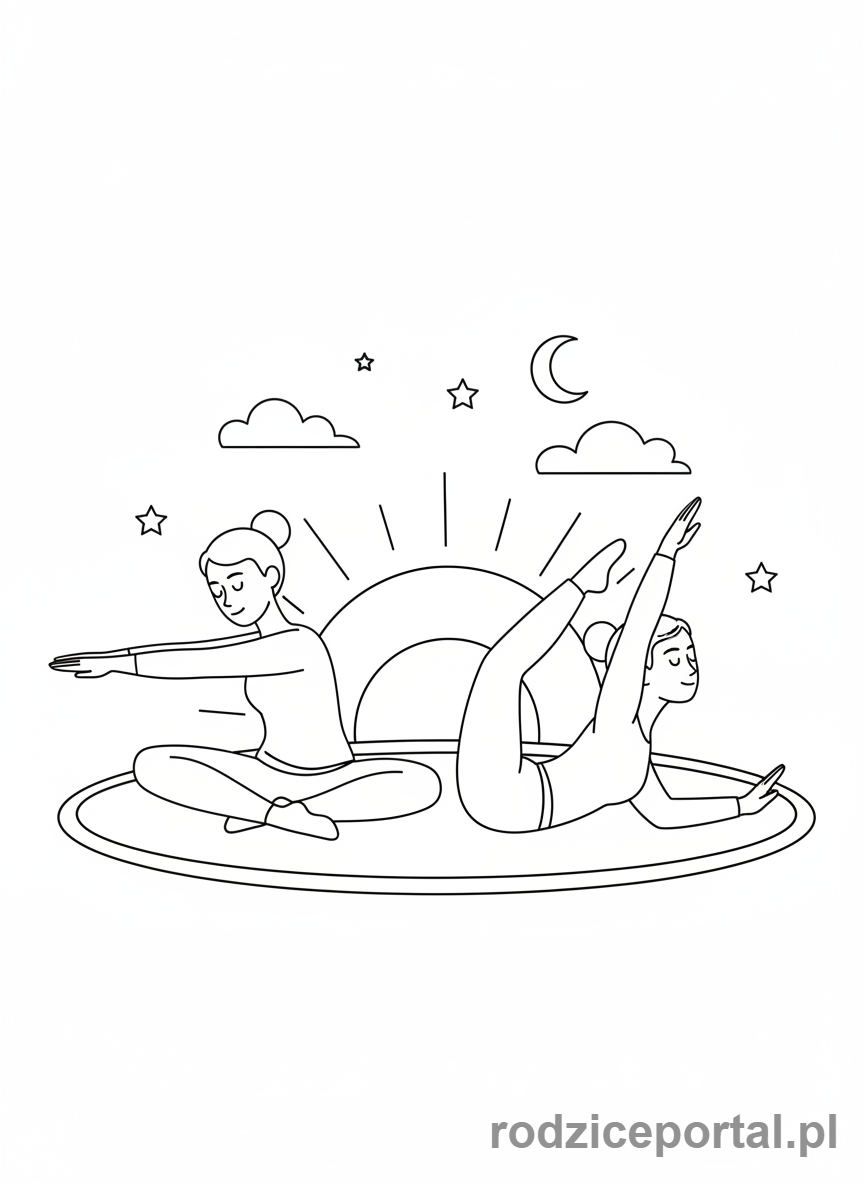 Kolorowanka Wyciszenie Po Dniu - Osoba rozciąga się delikatnie