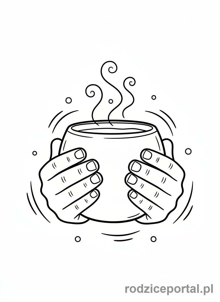 Kolorowanka Wyciszenie Po Dniu - Ręce trzymają ciepły kubek