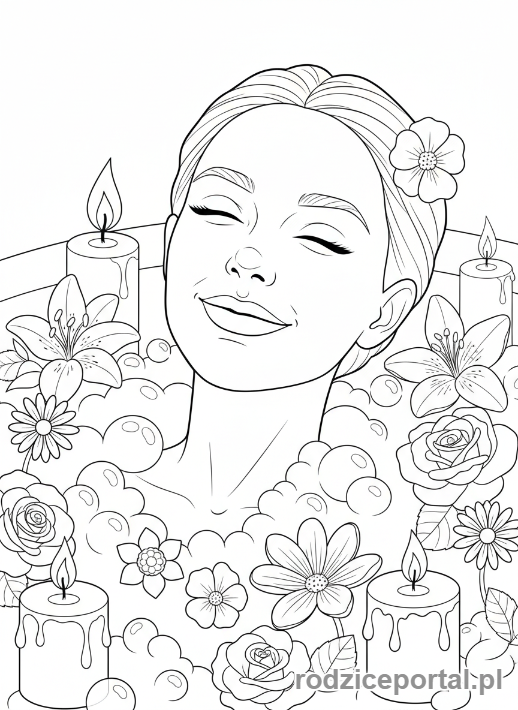 Kolorowanka Wypoczynek - Relaksująca kąpiel z bąbelkami