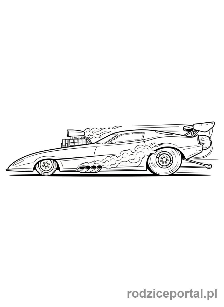 Kolorowanka Wyścigówka - Dragster wyścigowy