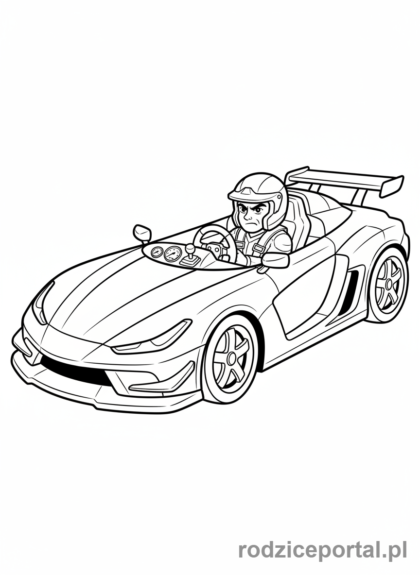 Kolorowanka Wyścigówka - Kierowca w wyścigówce