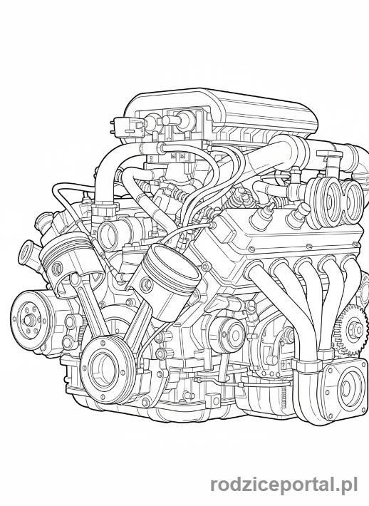 Kolorowanka Wyścigówka - Silnik wyścigówki