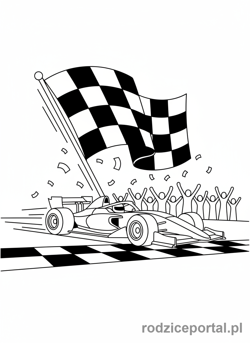 Kolorowanka Wyścigówka - Wyścigówka i flaga