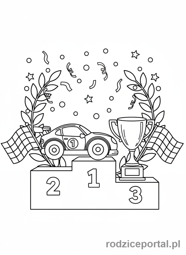 Kolorowanka Wyścigówka - Wyścigówka na podium