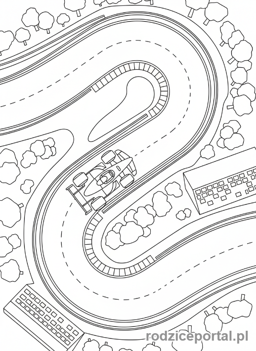 Kolorowanka Wyścigówka - Wyścigówka z góry