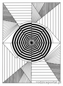 Kolorowanka Wzory Geometryczne - Iluzja op-art