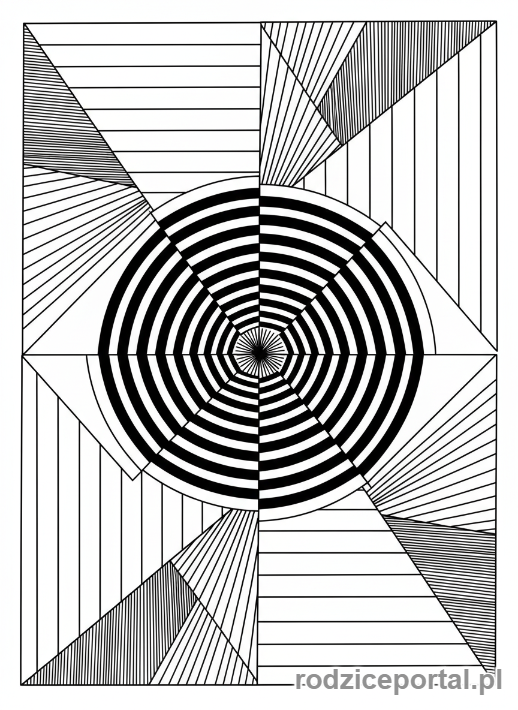 Kolorowanka Wzory Geometryczne - Iluzja op-art