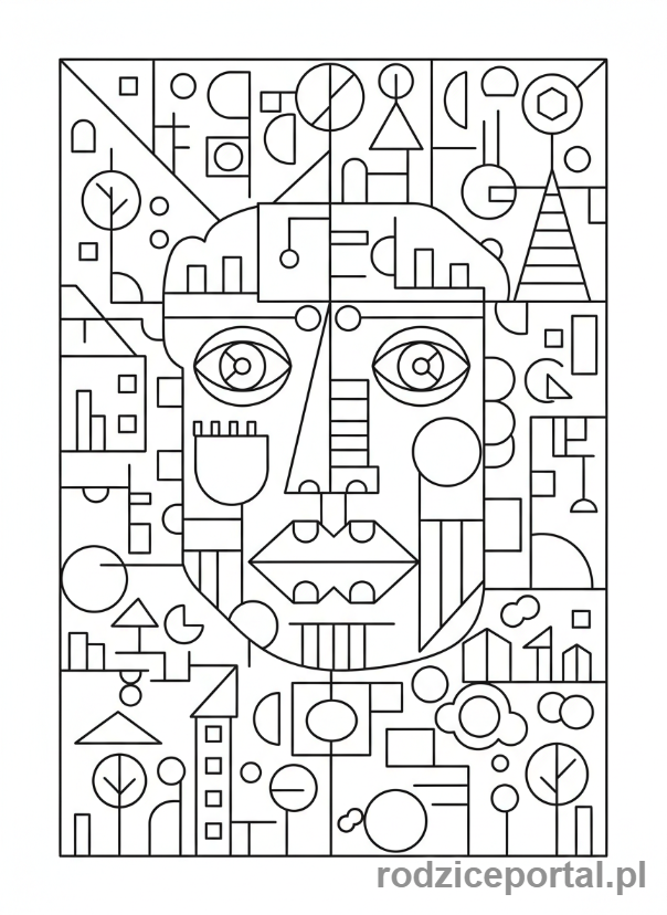 Kolorowanka Wzory Geometryczne - Kubistyczna kompozycja