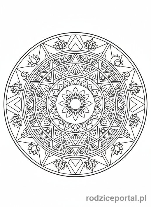 Kolorowanka Wzory Geometryczne - Mandala geometryczna