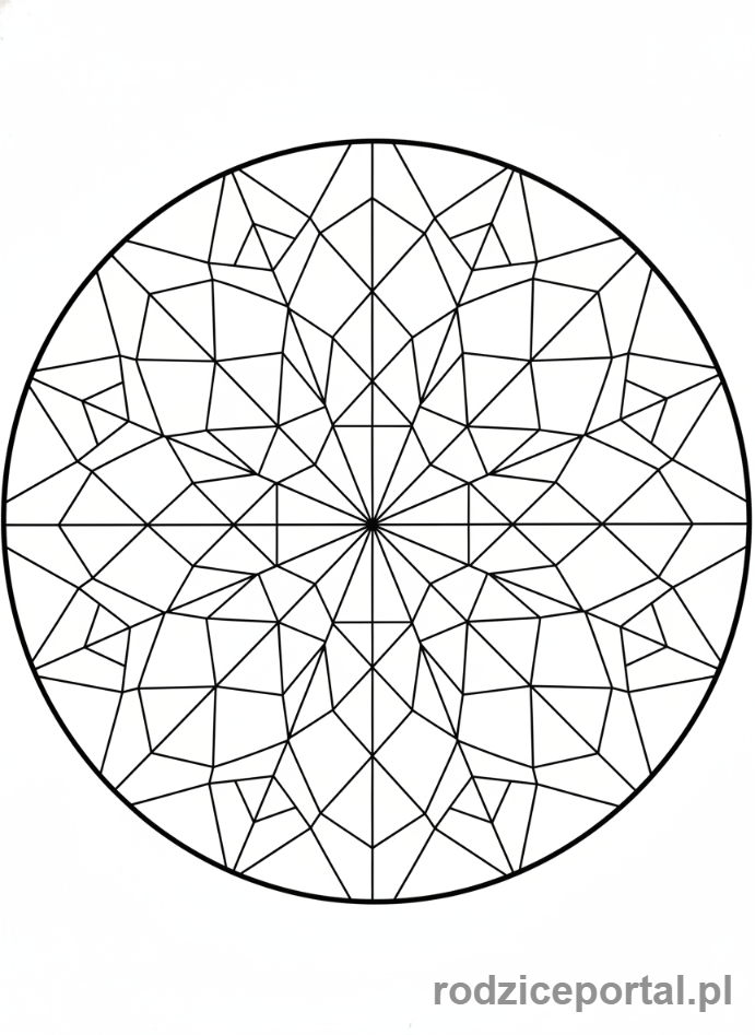 Kolorowanka Wzory Geometryczne - Witraż geometryczny