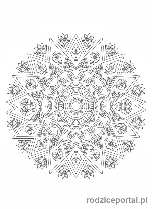 Kolorowanka Wzory Geometryczne - Wzór kalejdoskopowy