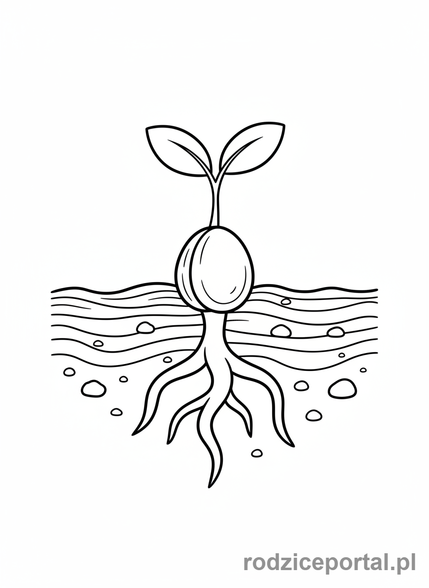 Kolorowanka Wzrost Roślin - Kiełkujące nasionko w ziemi
