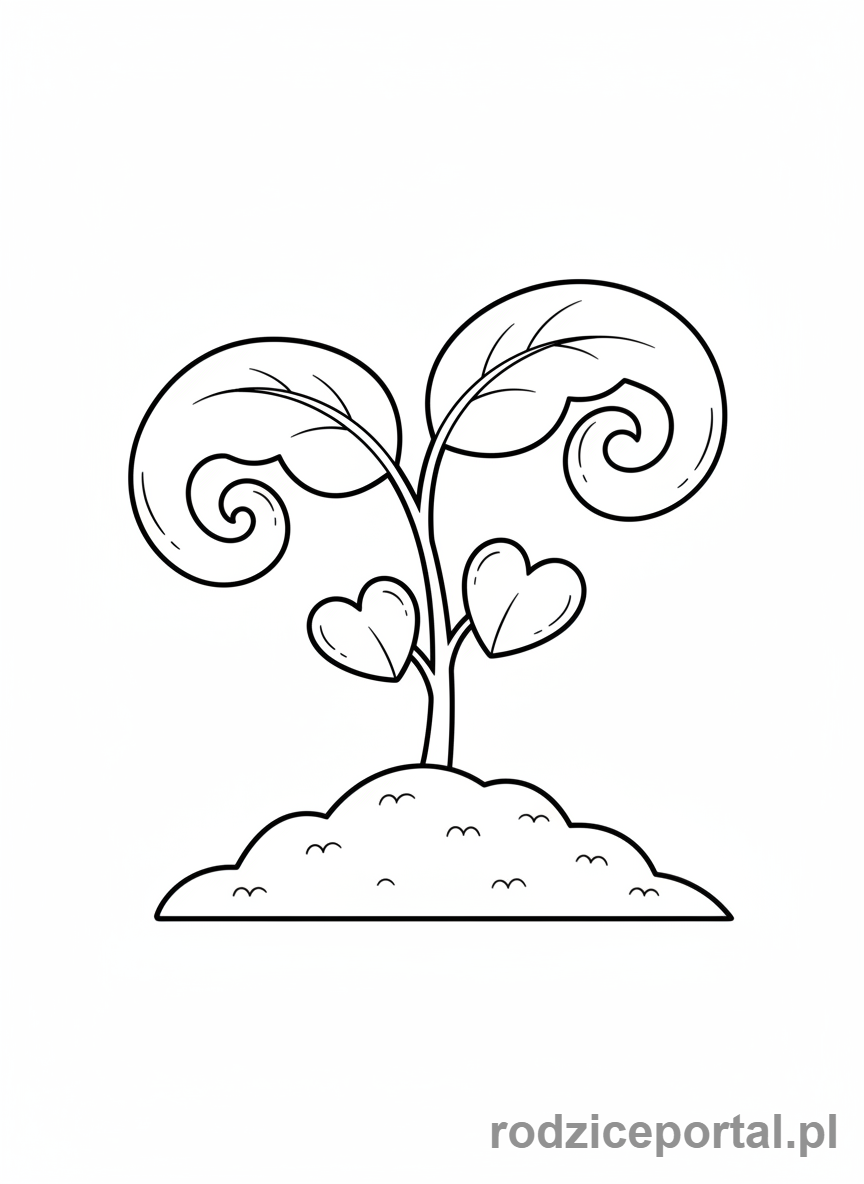 Kolorowanka Wzrost Roślin - Młoda roślinka wyrasta z ziemi