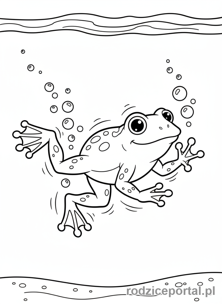 Kolorowanka Żaba - Pływająca żaba