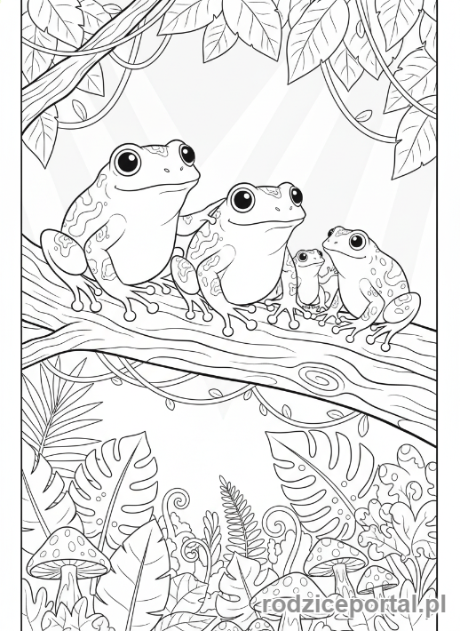 Kolorowanka Żaba - Rodzina żab