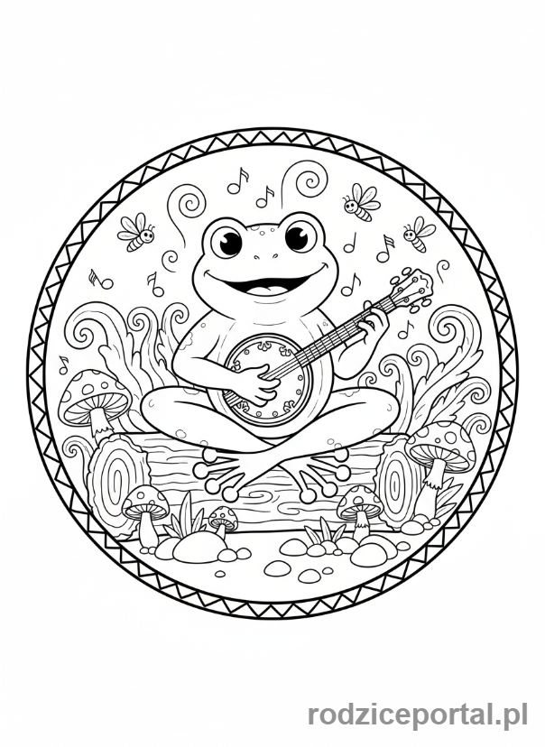 Kolorowanka Żaba - Żaba grająca na banjo
