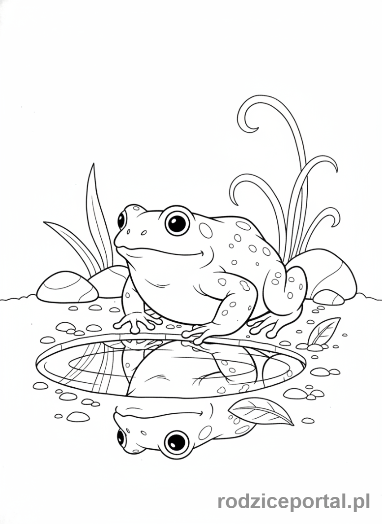 Kolorowanka Żaba - Żaba i odbicie