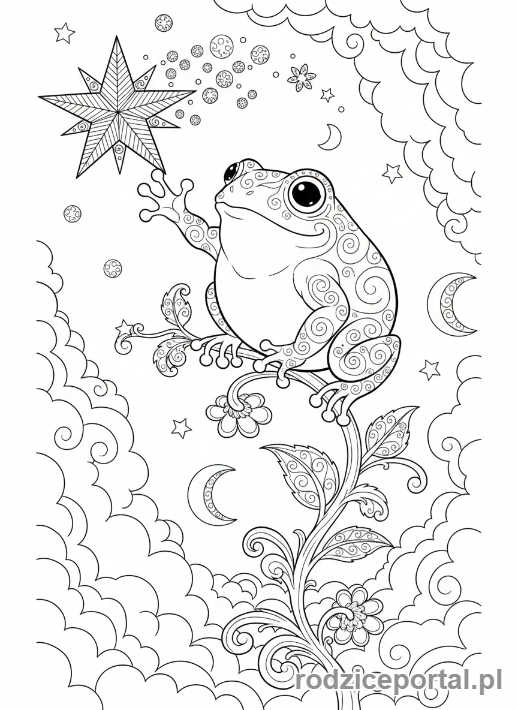 Kolorowanka Żaba - Żaba sięgająca gwiazd