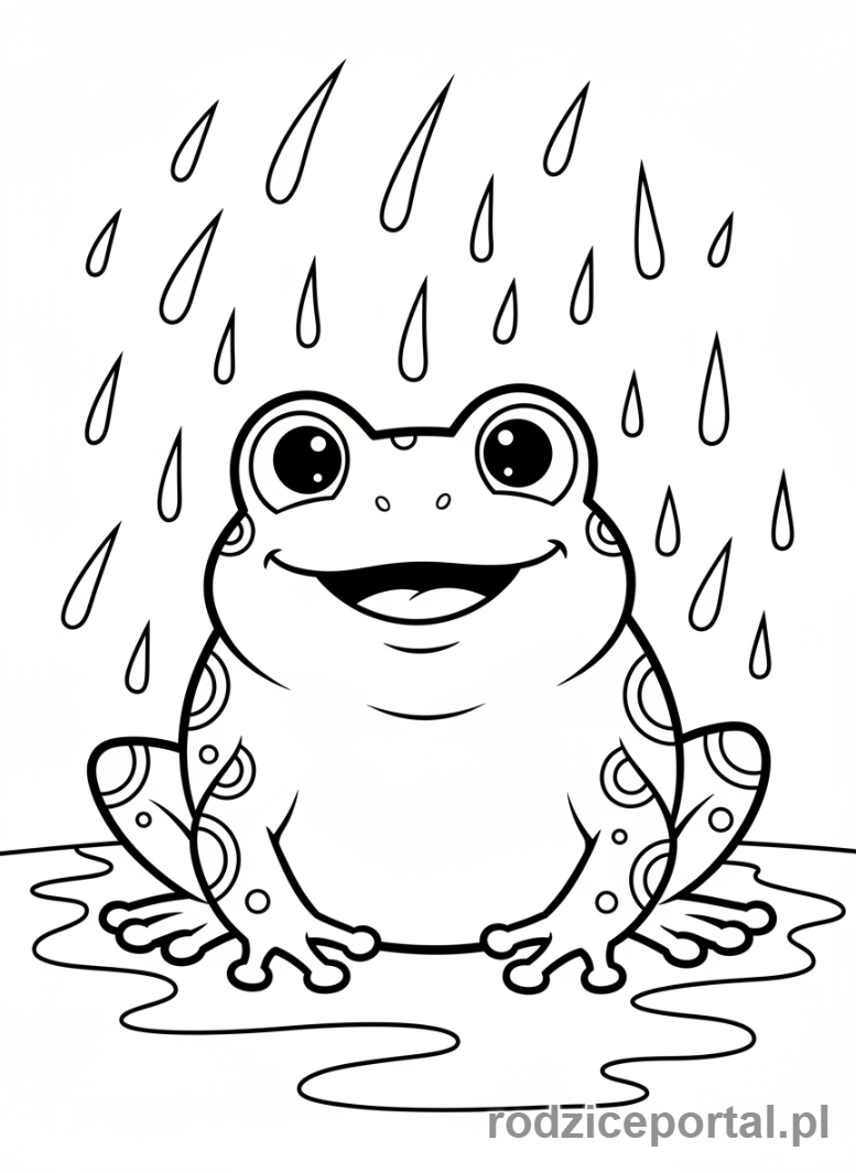 Kolorowanka Żaba - Żaba w deszczu