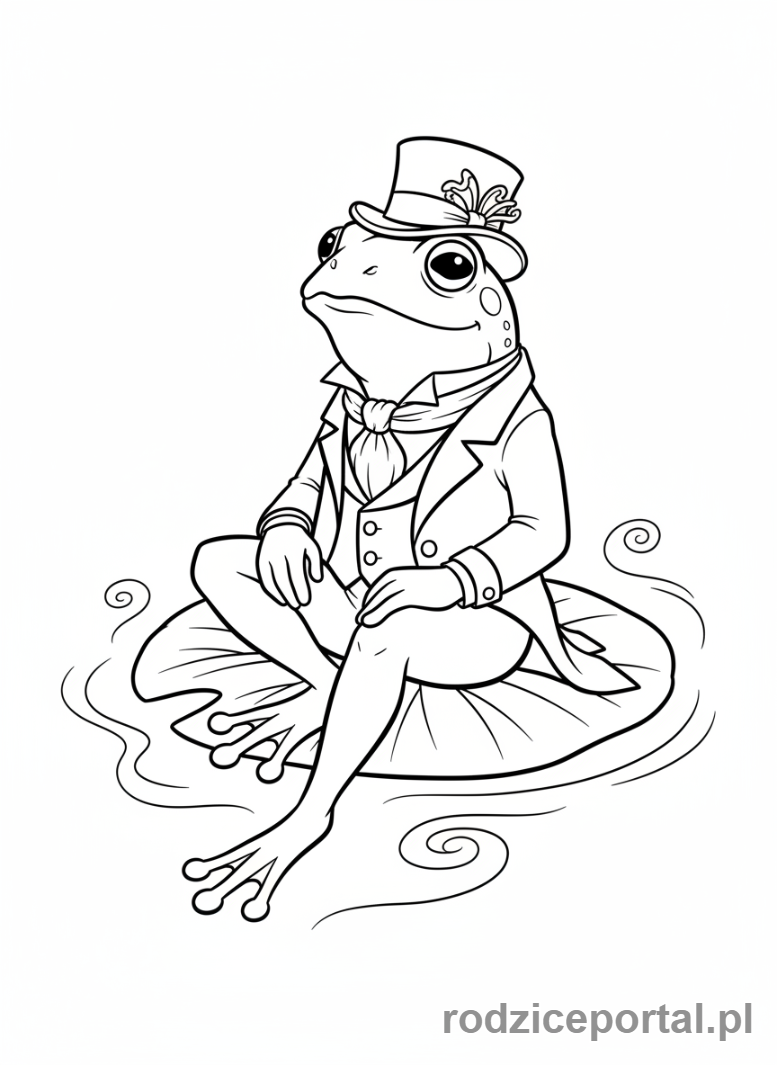 Kolorowanka Żaba - Żaba w kapeluszu