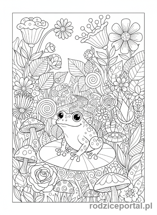 Kolorowanka Żaba - Żaba w ogrodzie