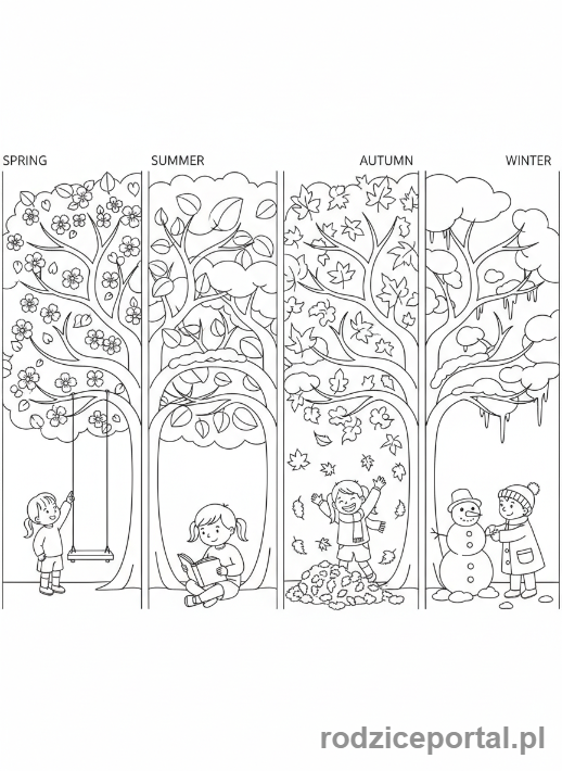 Kolorowanka Zabawy Edukacyjne - Cztery pory roku