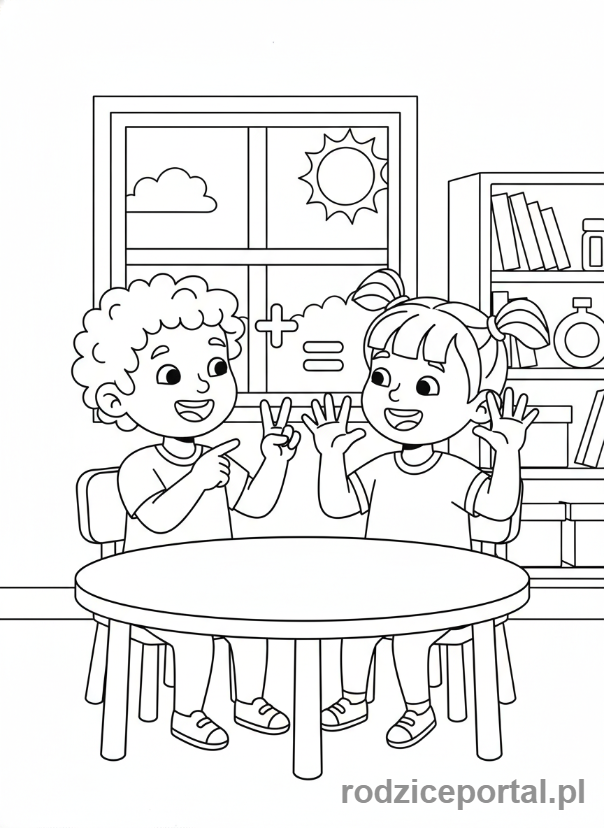 Kolorowanka Zabawy Edukacyjne - Dodawanie na palcach