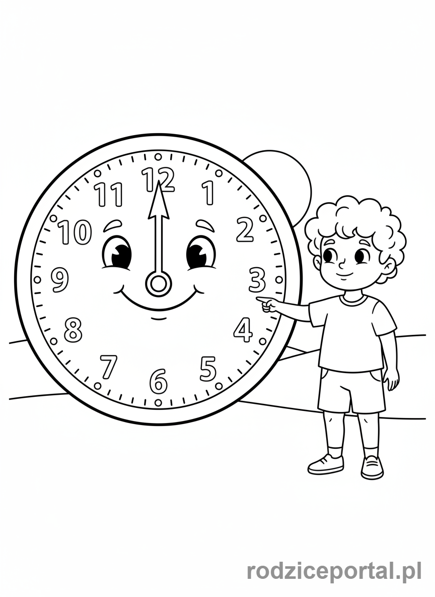 Kolorowanka Zabawy Edukacyjne - Nauka zegara