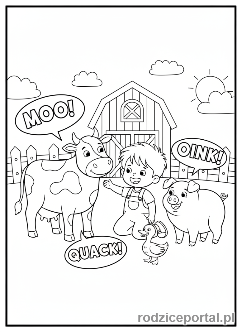Kolorowanka Zabawy Edukacyjne - Zwierzęta i dźwięki