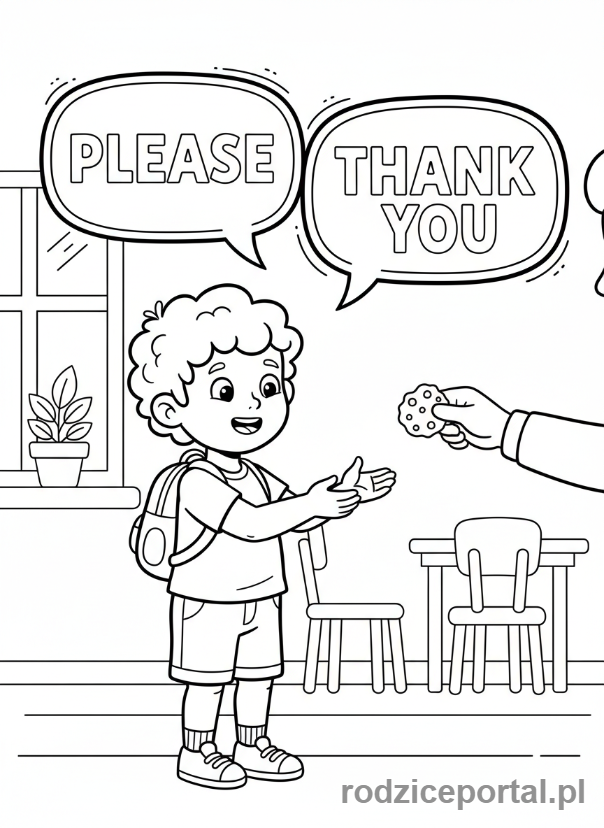 Kolorowanka Zachowanie W Domu - Mówienie proszę i dziękuję