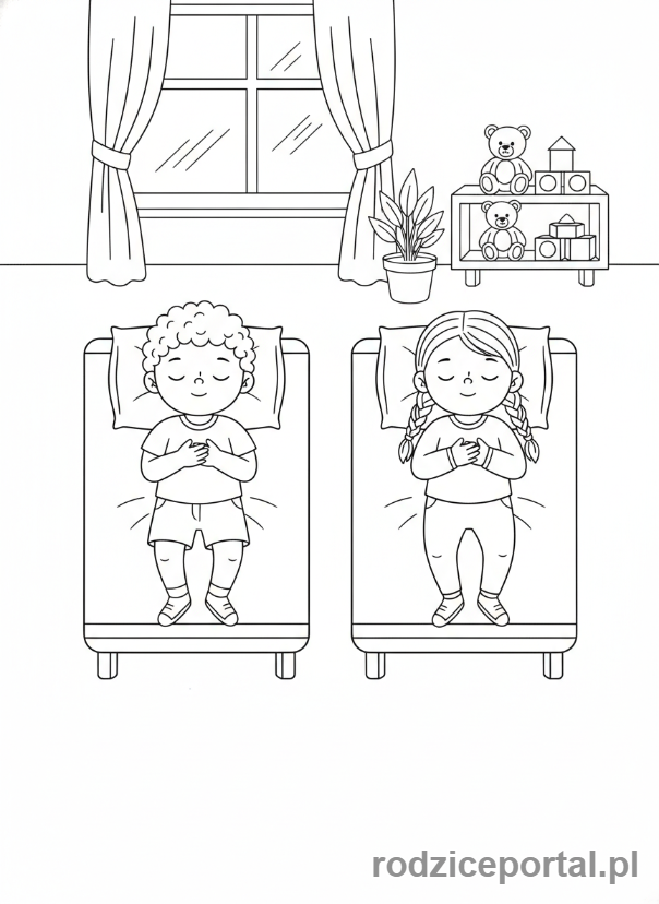 Kolorowanka Zachowanie W Przedszkolu - Czas na drzemkę