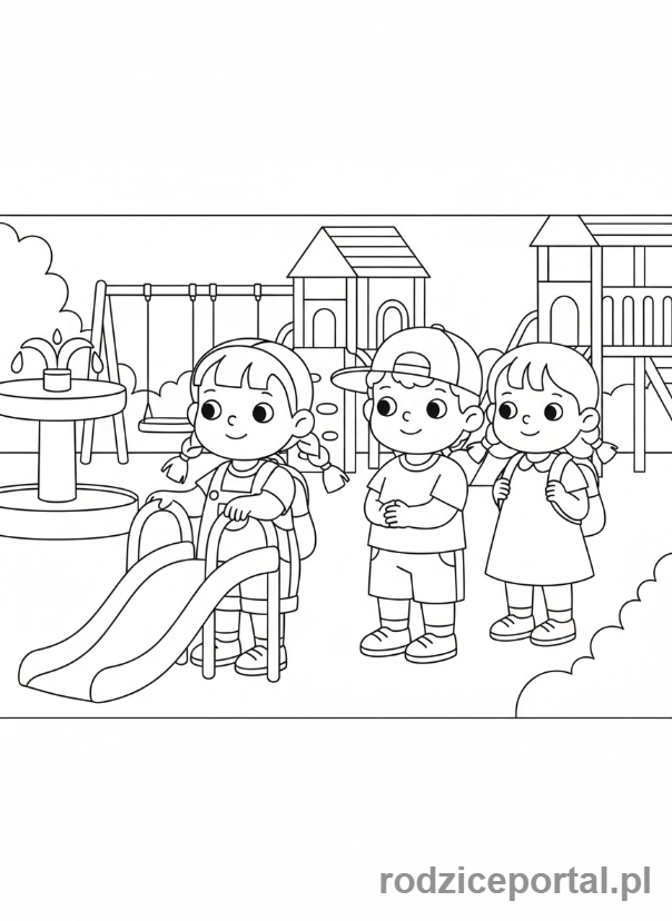 Kolorowanka Zachowanie W Przedszkolu - Czekanie w kolejce