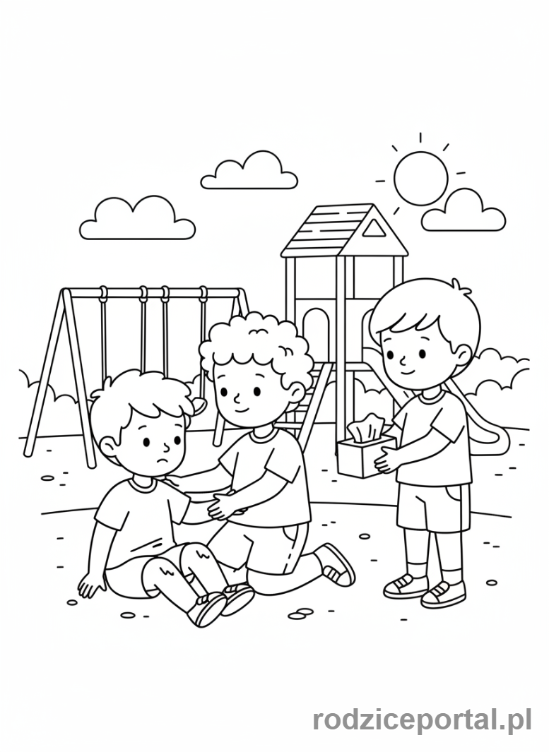Kolorowanka Zachowanie W Przedszkolu - Pomoc koledze