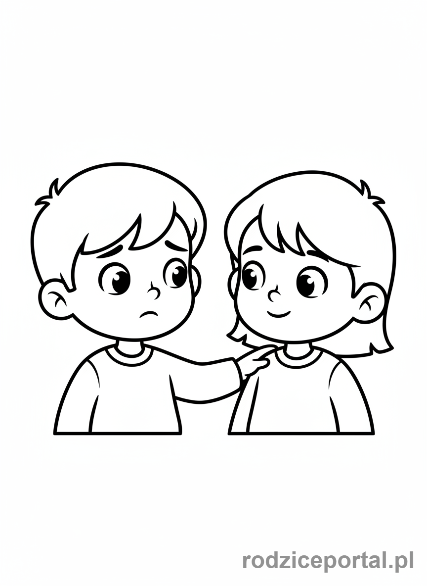 Kolorowanka Zachowanie W Przedszkolu - Przepraszanie kolegi