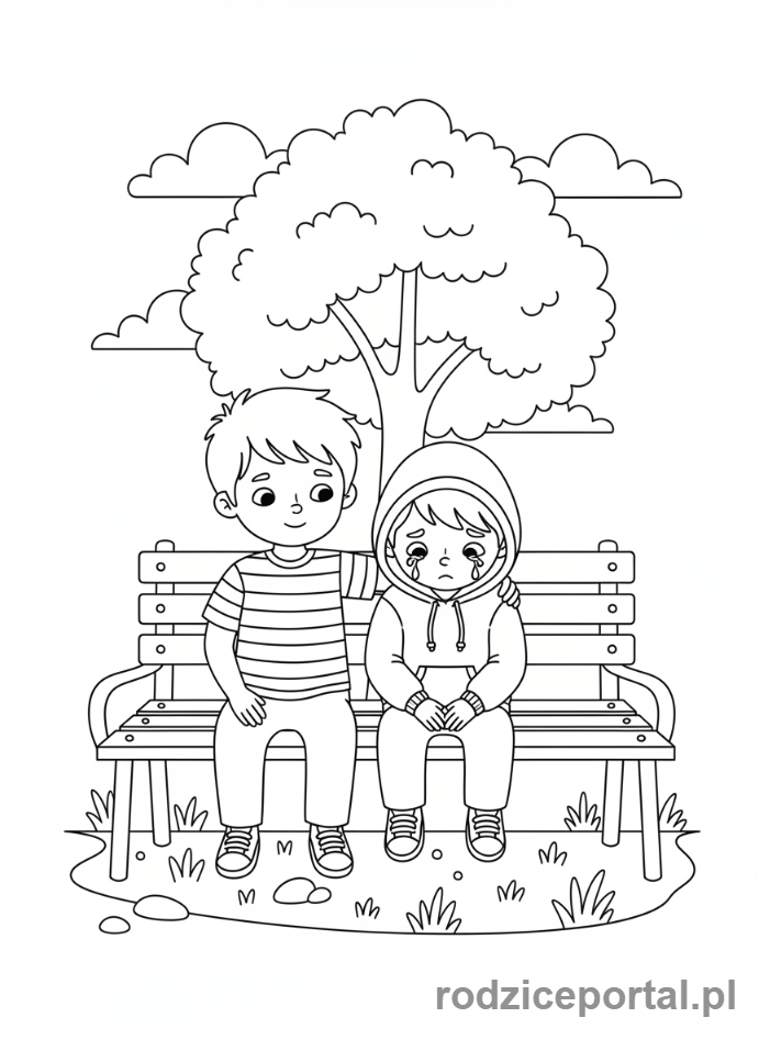Kolorowanka Zachowanie W Szkole - Uczynność wobec koleżanki