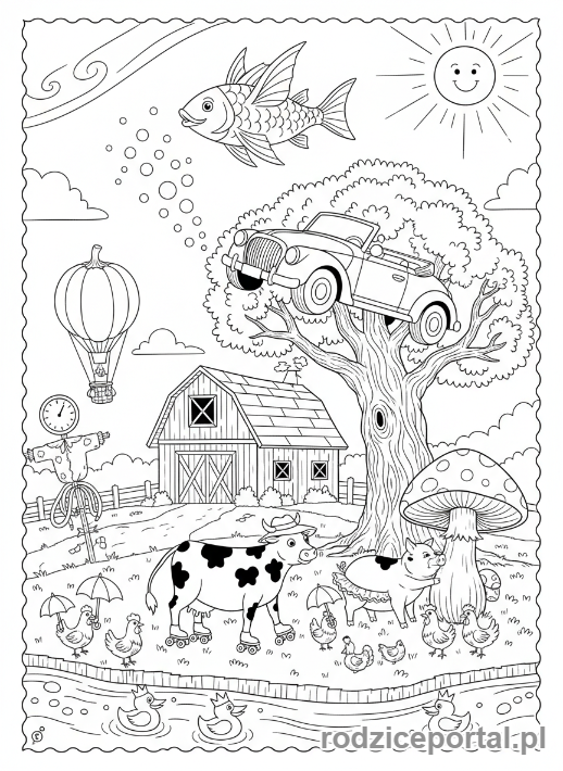 Kolorowanka Zadania Dla Bystrzaków - Co nie pasuje na farmie