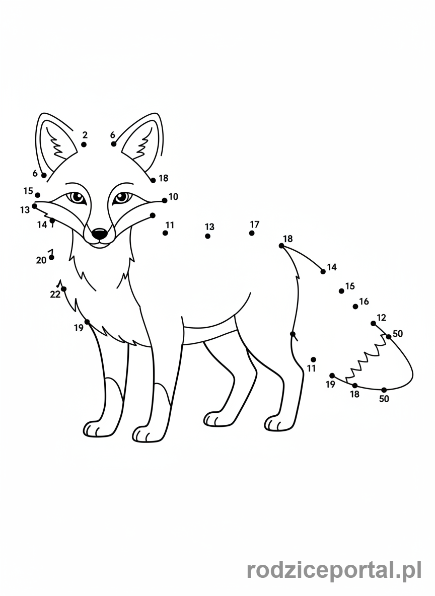 Kolorowanka Zadania Dla Bystrzaków - Połącz kropki zwierzęta leśne