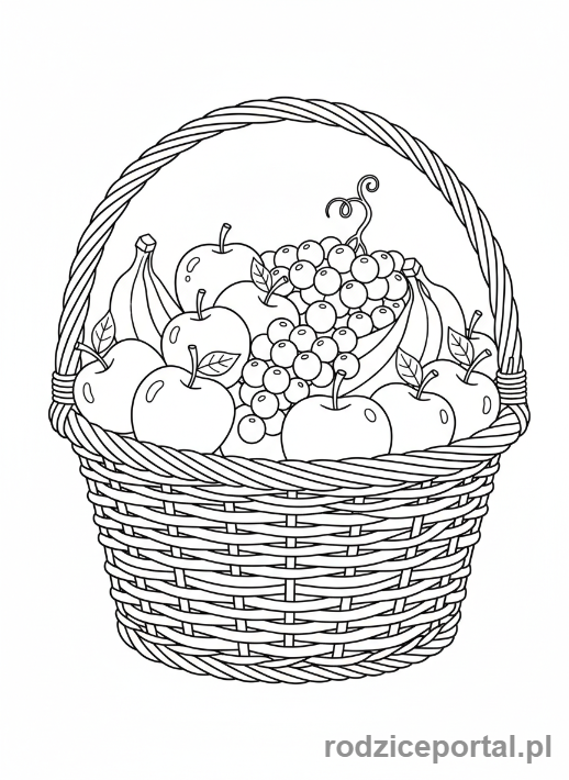 Kolorowanka Zadania Dla Bystrzaków - Policz owoce w koszyku
