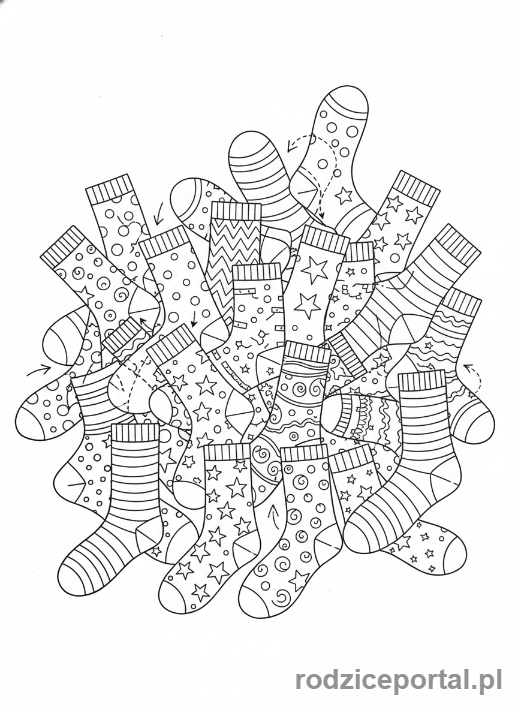 Kolorowanka Zadania Dla Bystrzaków - Znajdź parę skarpetki