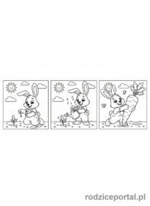 Kolorowanka Zadania Dla Dzieci - Historyjka obrazkowa królik